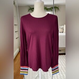 Boden Long Sleeve Top with Sparkly Striped Cuffs Ruby Ring